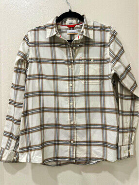 Orvis Men's Plaid Flannel Long Sleeve Button-Up Shirt w/ Pockets Brown White S